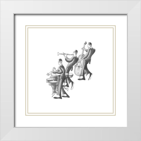 Cuban Trio White Modern Wood Framed Art Print with Double Matting by Vilar, Roger