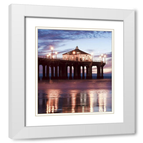 Manhattan Beach Pier,California II, Color White Modern Wood Framed Art Print with Double Matting by Anonymous