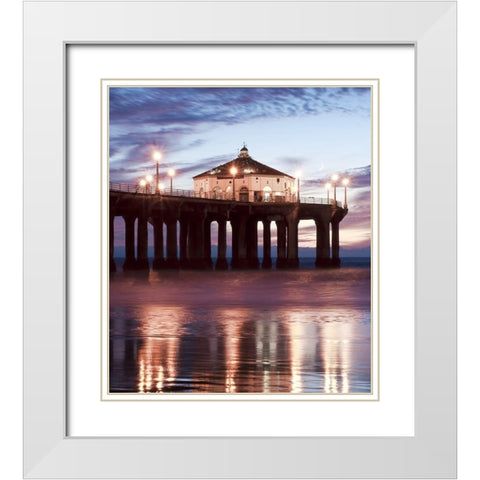Manhattan Beach Pier,California II, Color White Modern Wood Framed Art Print with Double Matting by Anonymous