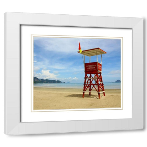 Lifeguard Observation Tower, Color White Modern Wood Framed Art Print with Double Matting by Anonymous