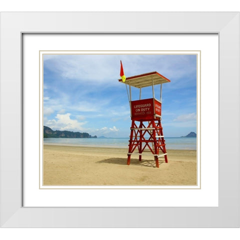 Lifeguard Observation Tower, Color White Modern Wood Framed Art Print with Double Matting by Anonymous
