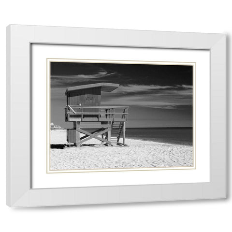 Lifeguard Stand III White Modern Wood Framed Art Print with Double Matting by Anonymous