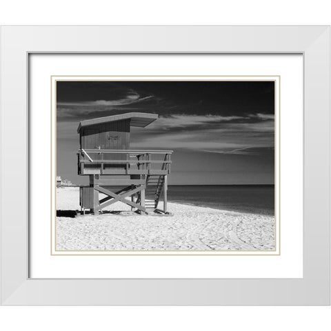 Lifeguard Stand III White Modern Wood Framed Art Print with Double Matting by Anonymous