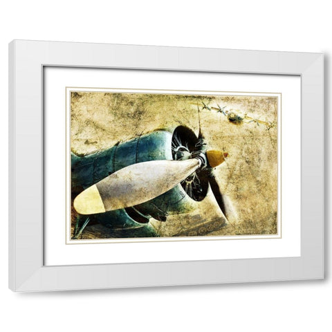 Vintage Plane II White Modern Wood Framed Art Print with Double Matting by Anonymous