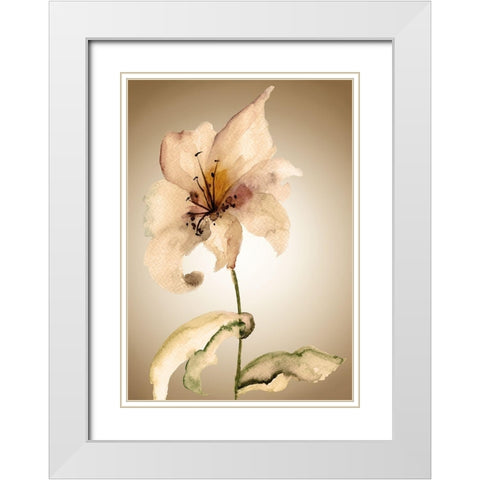 Blossom in Sienna II White Modern Wood Framed Art Print with Double Matting by Regina
