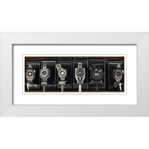 Vintage Camera Row White Modern Wood Framed Art Print with Double Matting by Anonymous