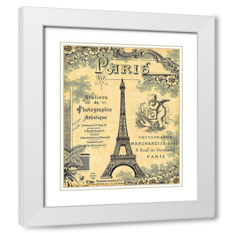 Paris 1900 White Modern Wood Framed Art Print with Double Matting by Lynea