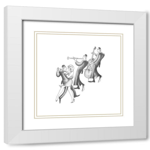 Follow The Rhythms White Modern Wood Framed Art Print with Double Matting by Vilar, Roger