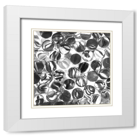 Glass Marbles II White Modern Wood Framed Art Print with Double Matting by Anonymous