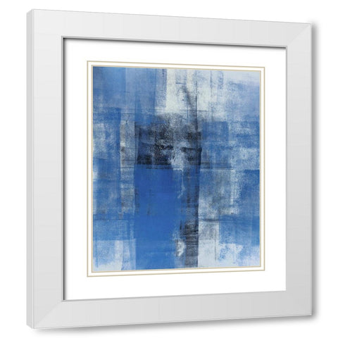 Cerulean Texture II White Modern Wood Framed Art Print with Double Matting by Tice, C.