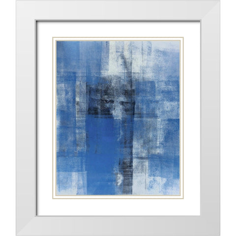 Cerulean Texture II White Modern Wood Framed Art Print with Double Matting by Tice, C.