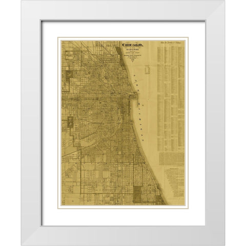 Antique Map of Chicago (neutral) White Modern Wood Framed Art Print with Double Matting by Blanchard