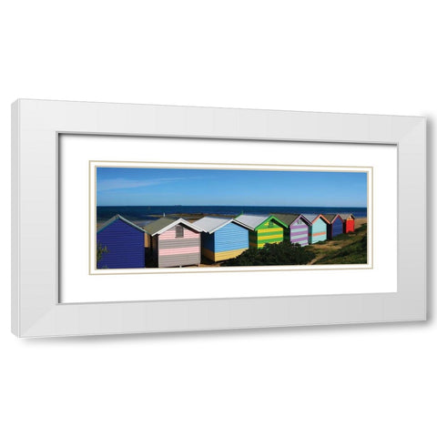 Colorful Bathing Boxes White Modern Wood Framed Art Print with Double Matting by Mackenzie, R.