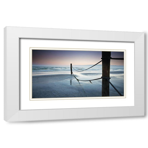 Poles at Dusk White Modern Wood Framed Art Print with Double Matting by Anonymous