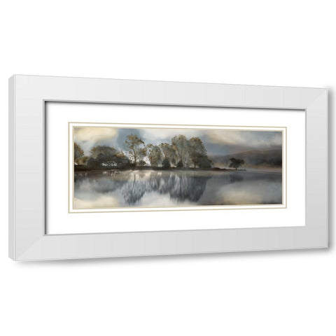 Golden Dawn White Modern Wood Framed Art Print with Double Matting by Anonymous