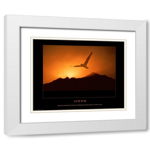 Hope White Modern Wood Framed Art Print with Double Matting by Anonymous