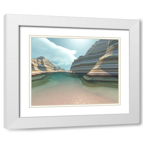 Majestic Canyon II White Modern Wood Framed Art Print with Double Matting by Anonymous