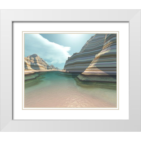 Majestic Canyon II White Modern Wood Framed Art Print with Double Matting by Anonymous