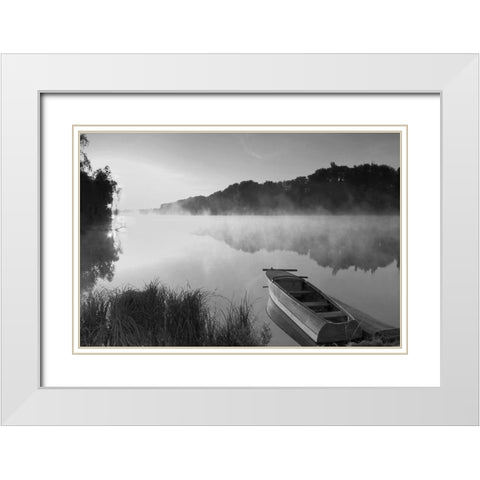 Fishermans Cove White Modern Wood Framed Art Print with Double Matting by Anonymous
