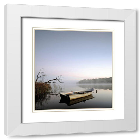 Quayside, Color White Modern Wood Framed Art Print with Double Matting by Anonymous