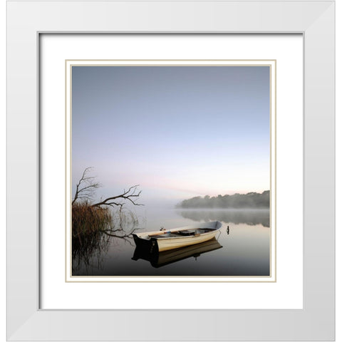 Quayside, Color White Modern Wood Framed Art Print with Double Matting by Anonymous