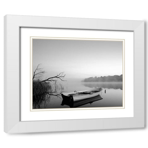 Quayside White Modern Wood Framed Art Print with Double Matting by Anonymous