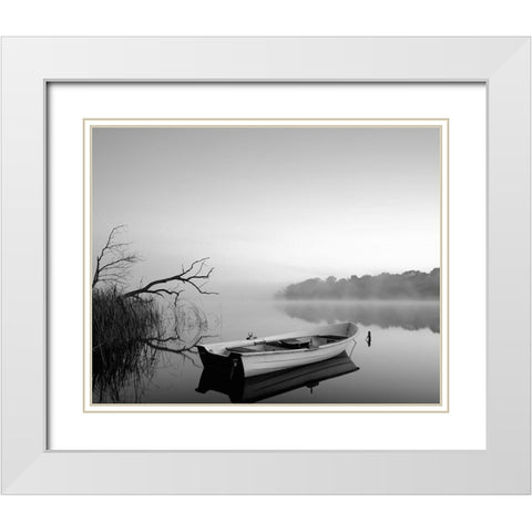 Quayside White Modern Wood Framed Art Print with Double Matting by Anonymous