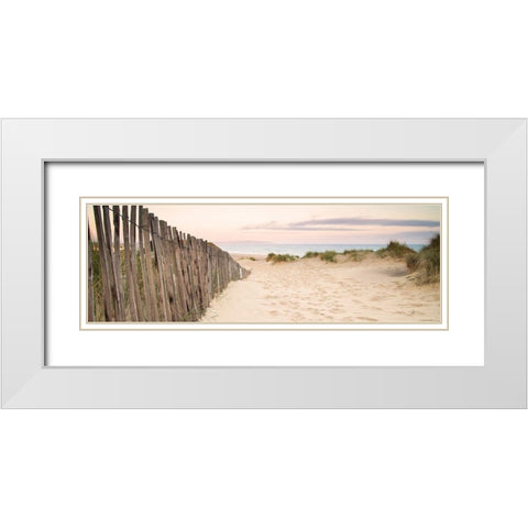 Sand Fence, Early Morning White Modern Wood Framed Art Print with Double Matting by Anonymous