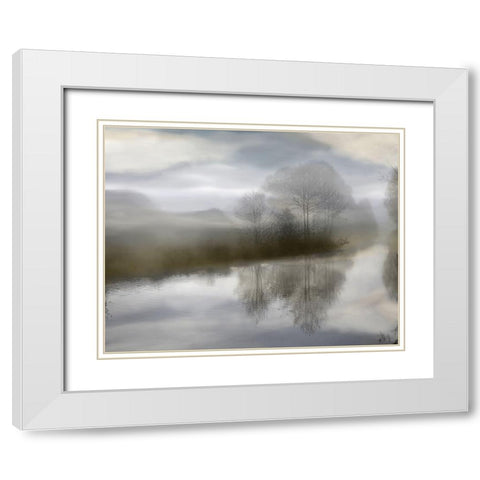 Sunrise Reflections II White Modern Wood Framed Art Print with Double Matting by Anonymous