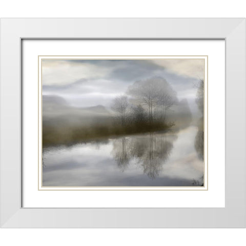 Sunrise Reflections II White Modern Wood Framed Art Print with Double Matting by Anonymous