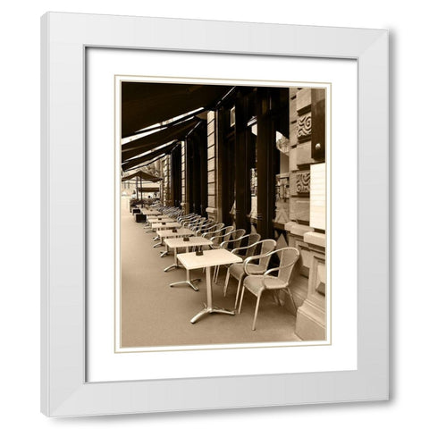 Cafe Under the Canopy White Modern Wood Framed Art Print with Double Matting by Anonymous