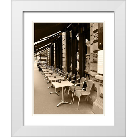 Cafe Under the Canopy White Modern Wood Framed Art Print with Double Matting by Anonymous