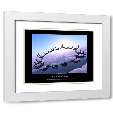 Teamwork White Modern Wood Framed Art Print with Double Matting by Anonymous