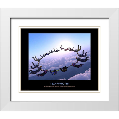 Teamwork White Modern Wood Framed Art Print with Double Matting by Anonymous