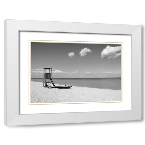 Summer White Modern Wood Framed Art Print with Double Matting by Anonymous