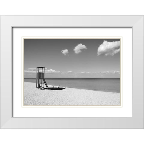 Summer White Modern Wood Framed Art Print with Double Matting by Anonymous