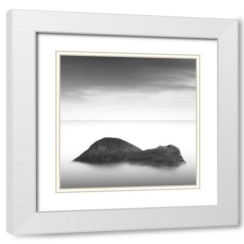 Ocean Rocks II. White Modern Wood Framed Art Print with Double Matting by Sorochan