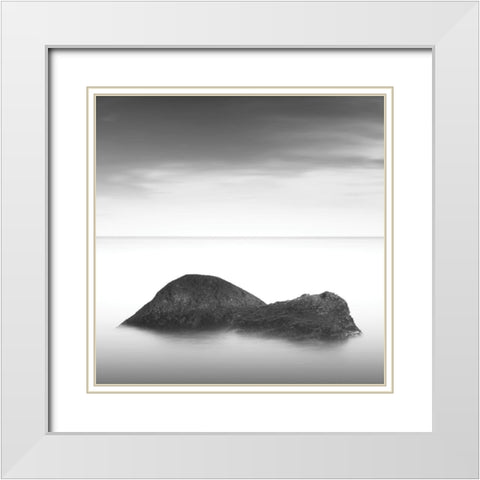 Ocean Rocks II. White Modern Wood Framed Art Print with Double Matting by Sorochan