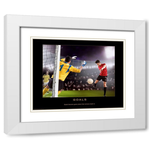 Goals White Modern Wood Framed Art Print with Double Matting by Anonymous