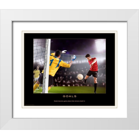 Goals White Modern Wood Framed Art Print with Double Matting by Anonymous