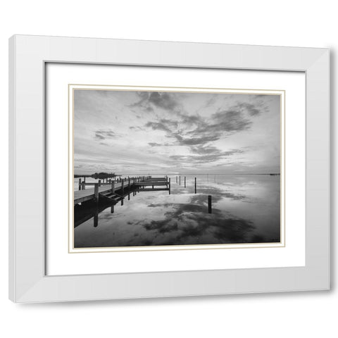Dock Sunset White Modern Wood Framed Art Print with Double Matting by Turek, Eve