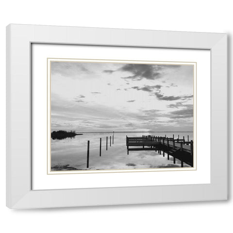 Sunset Pier White Modern Wood Framed Art Print with Double Matting by Turek, Eve