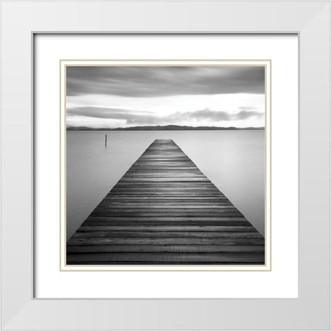 Evening Jetty White Modern Wood Framed Art Print with Double Matting by Mun, M.