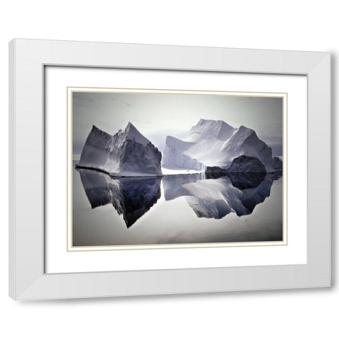 Iceberg Reflections White Modern Wood Framed Art Print with Double Matting by Anonymous