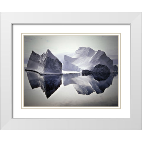 Iceberg Reflections White Modern Wood Framed Art Print with Double Matting by Anonymous