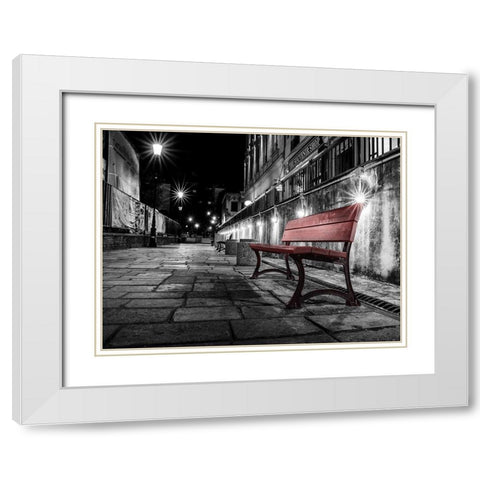 Night Bench White Modern Wood Framed Art Print with Double Matting by Outchill, L.