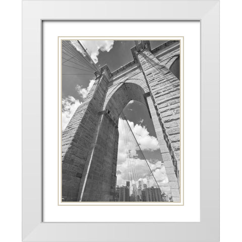 Brooklyn Bridge Arch White Modern Wood Framed Art Print with Double Matting by Anonymous