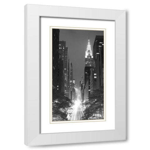 Looking Across 42nd Street, NYC White Modern Wood Framed Art Print with Double Matting by Anonymous