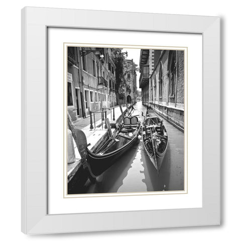 Gondola Pair, Venice White Modern Wood Framed Art Print with Double Matting by Anonymous