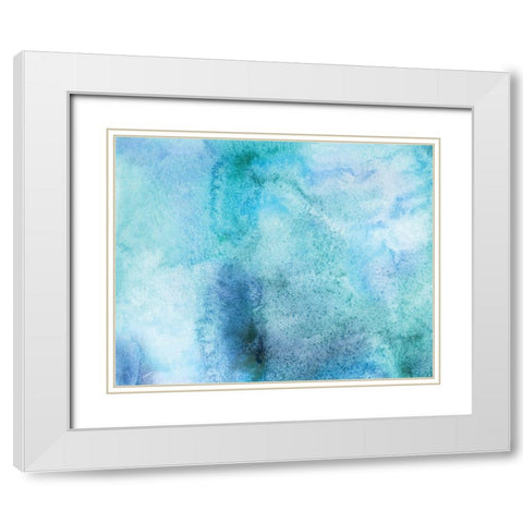 Aquamarine I. White Modern Wood Framed Art Print with Double Matting by Anonymous